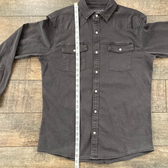 NWOT Men's Poncho Outdoors Black Denim Western Pearl Snap Shirt; Slim Fit - Picture 7 of 7
